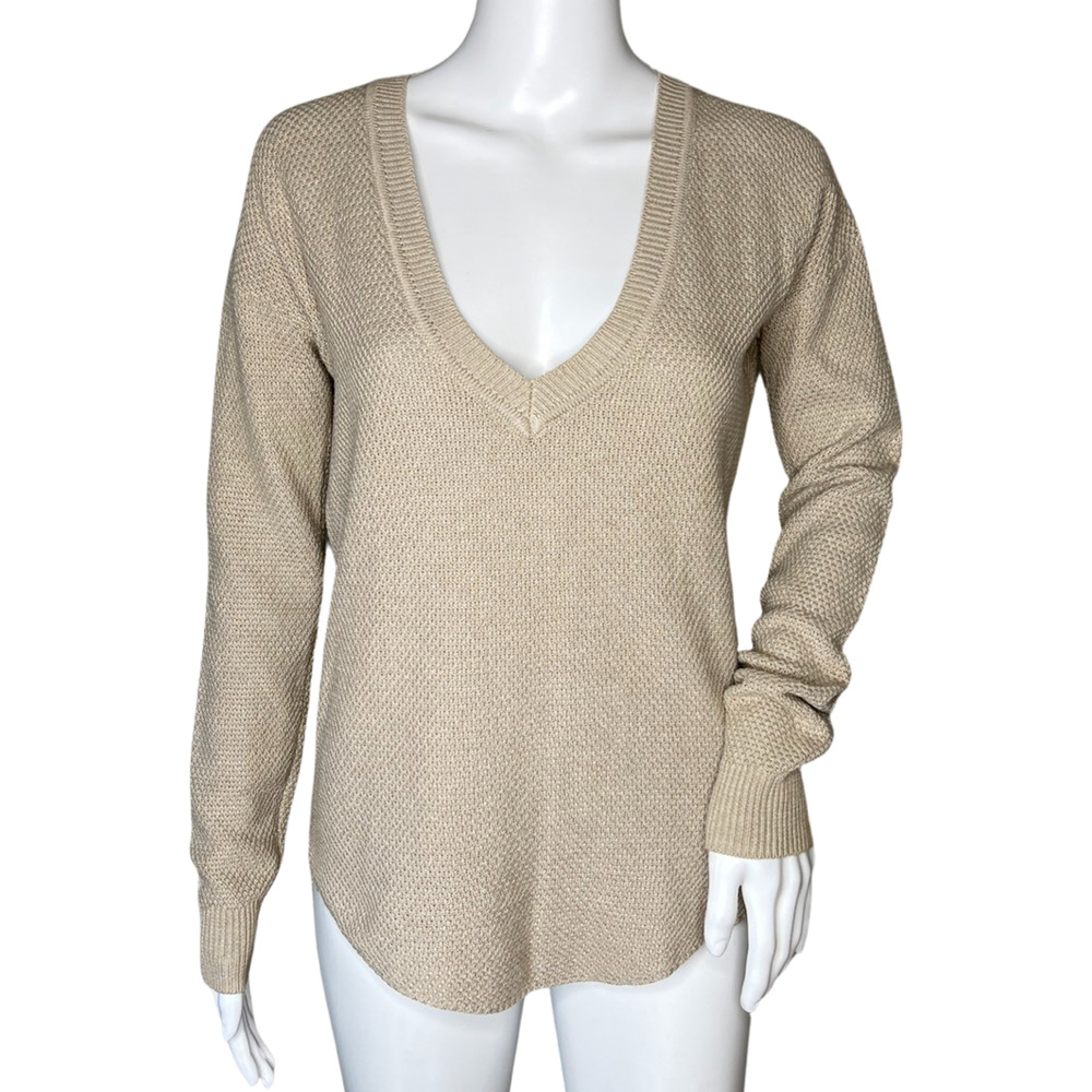 Artizia Wilfred Sweater Womens XXS Biege Silk Cashmere Neutral Minimalist Preppy